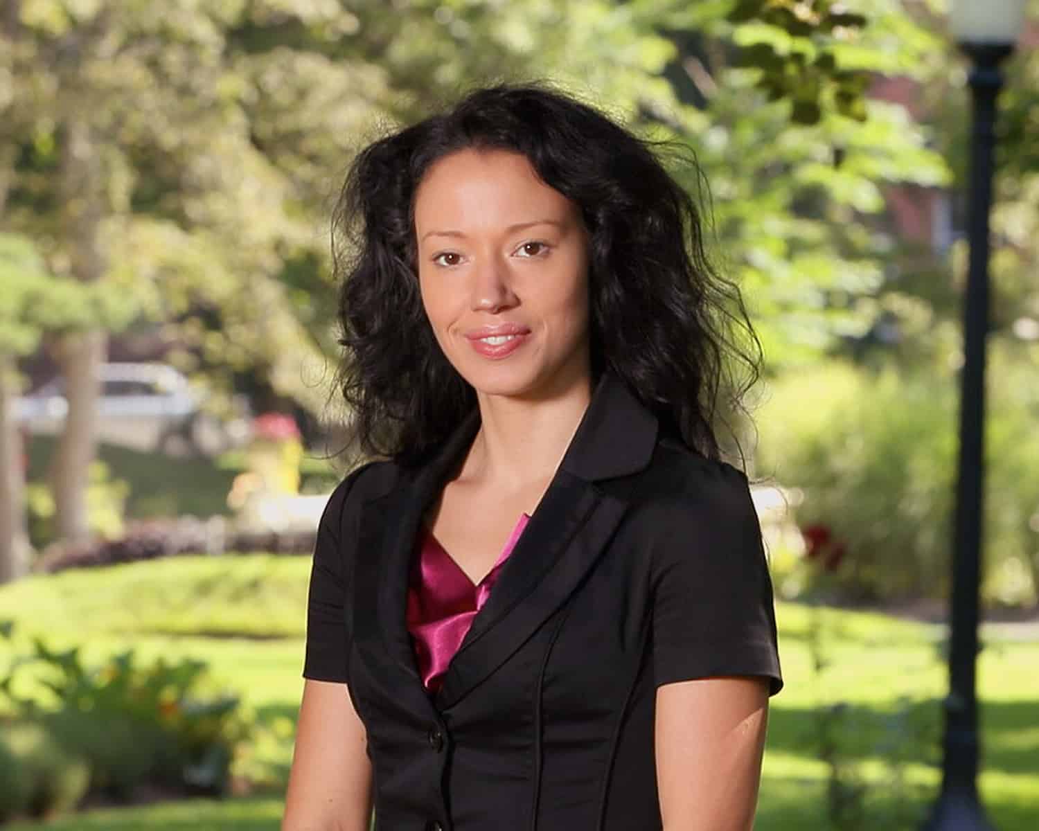Shelley Price in a natural setting smiling