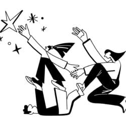 Illustration of a team reaching for success and growth.