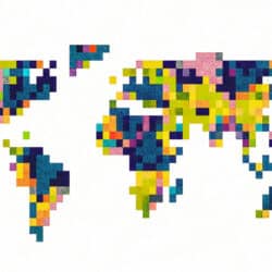 Pixellated world map