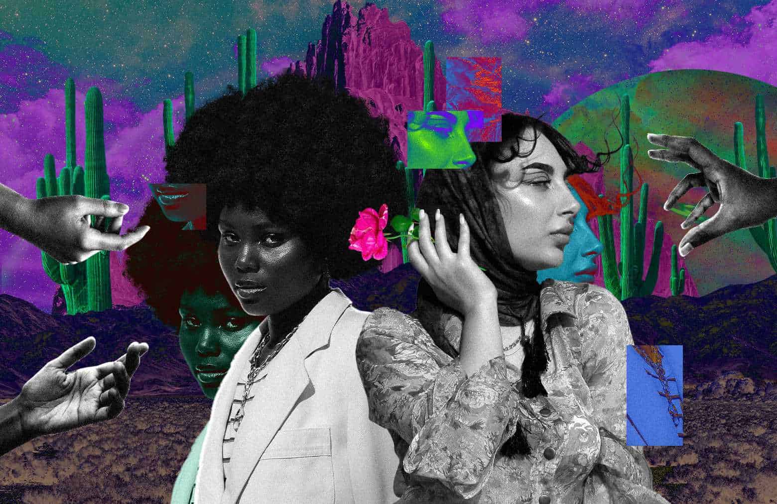 Collage of women and hands