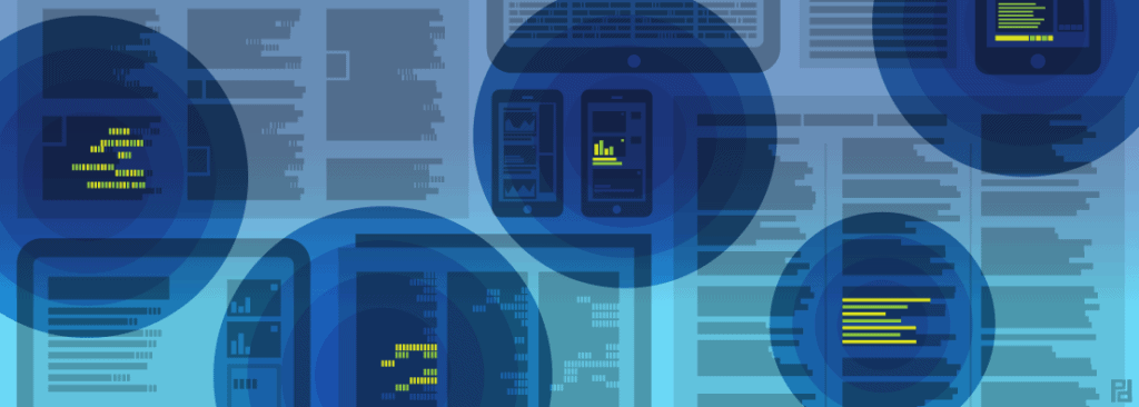 Illustration of printed paper with blue circles