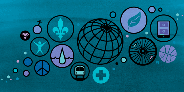 Illustration of various circular emblems